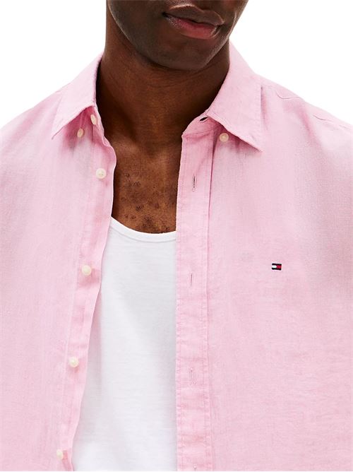 Camicia uomo rosa in lino Tommy Hilfiger | MW0MW35207TOL